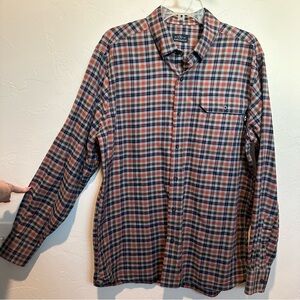 Fish Hippie Tailor Fir Casual Blue and Orange Plaid Button Down Shirt